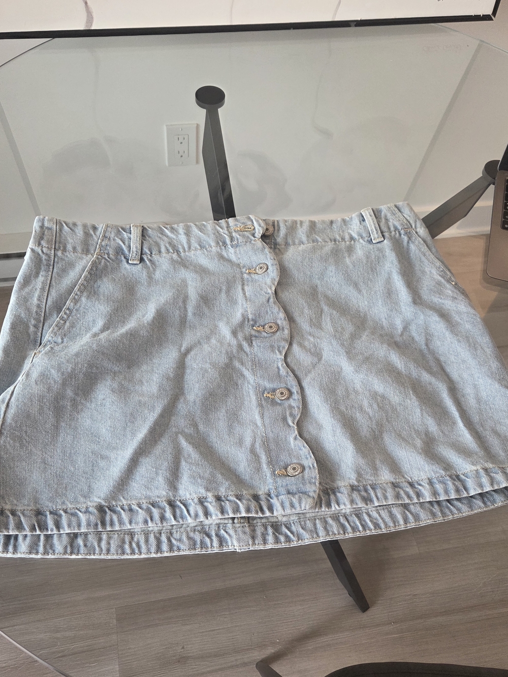 Old Navy Light Blue Denim Button-Front Mini Skirt